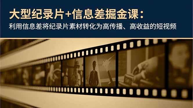 (16741期)大型纪录片+信息差掘金课:利用信息差将纪录片素材转化为高传播、高收益的短视频-资源站